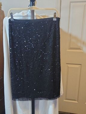 Talbots Black Sequin Pencil Skirt